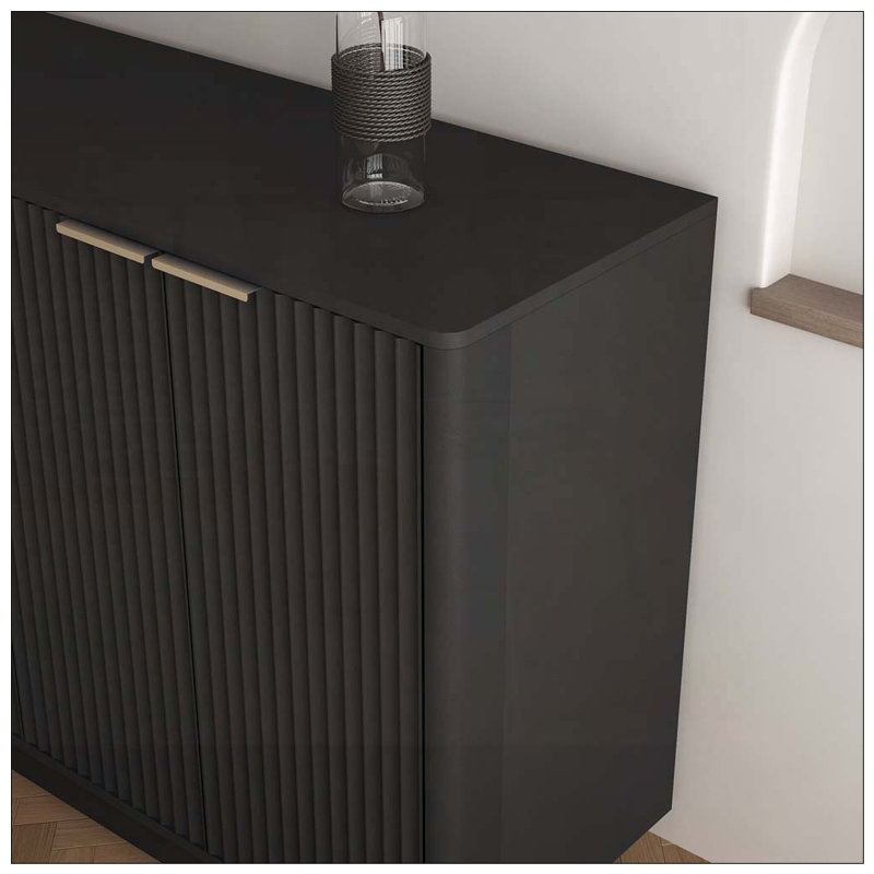 Buffet moderne avec rangement, grand buffet cannelé avec tablettes réglables Modern, Brown