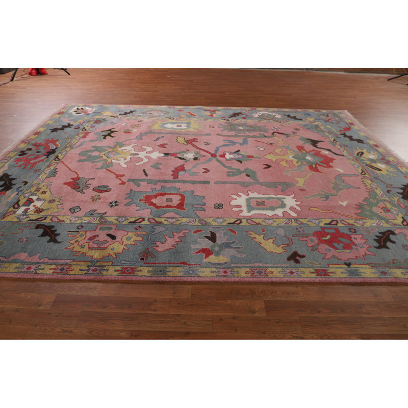 Tapis rose fait à la main Oushak 9 x 12