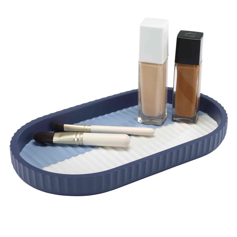 Oval Navy and Blue Resin Bathroom Vanity Tray