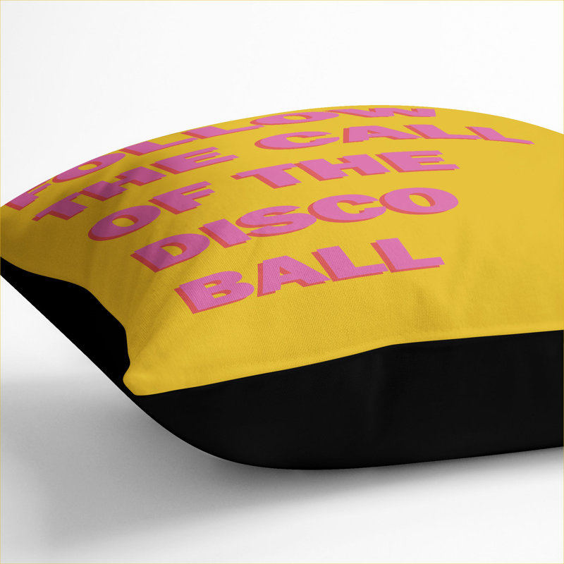 Follow The Call Of The Disco Ball Square Throw Cushion, 55cm H x 55cm W x 20cm D, Black