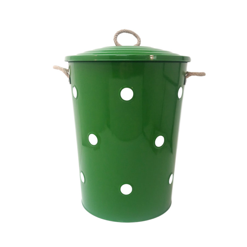 Metal Laundry Hamper with Handles, Sage