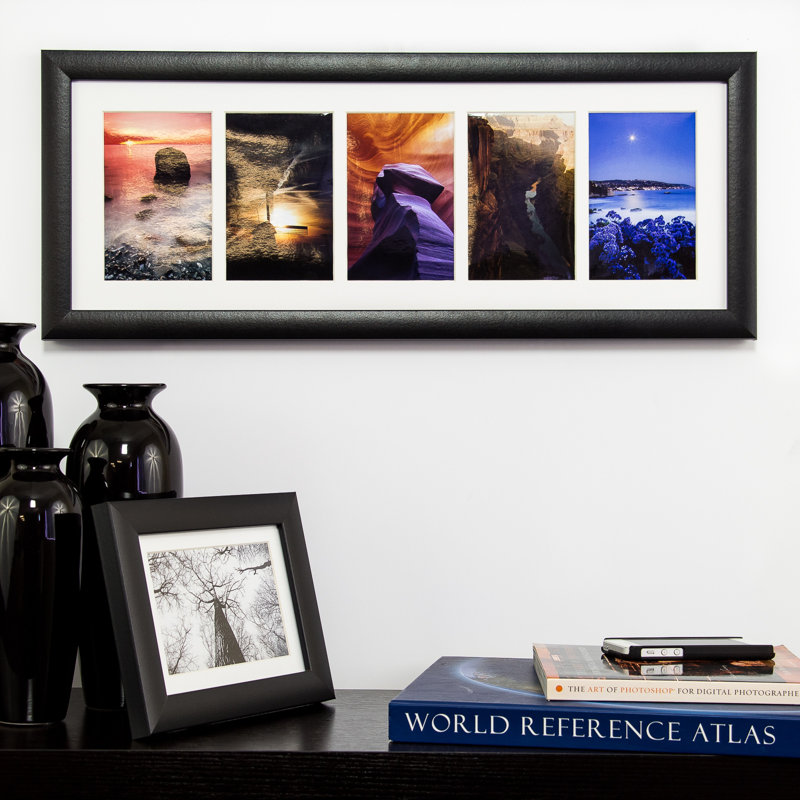 Black Matte Picture Frame with Mat, 4" x 6", 8" x 22"