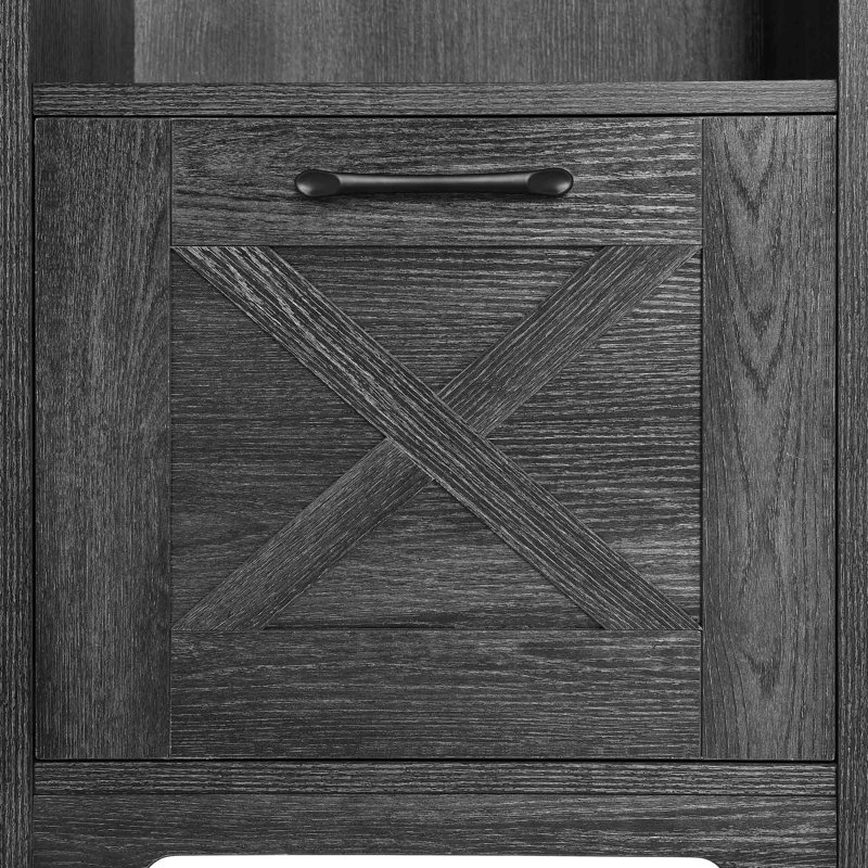 Draco 59" L Shaped Desk with Power Outlets &  File Drawer, Gary Gray