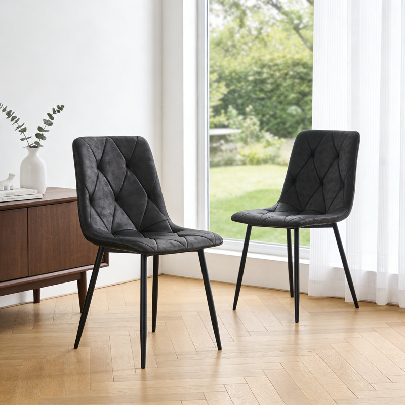 Chaises d'appoint, chaises de salle à manger avec pieds en métal noir Diamond, Noir, 2