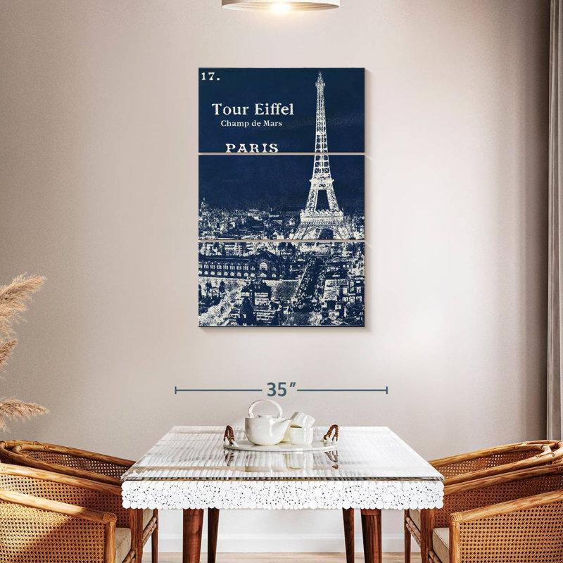 Lilie Blueprint Eiffel Tower, 50" H x 32" W