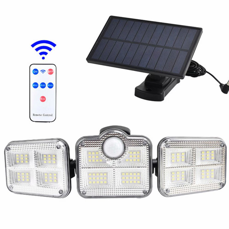 Solar Security Lights, 3 Head Motion Sensor Lights Adjustable 122LED Flood Lights