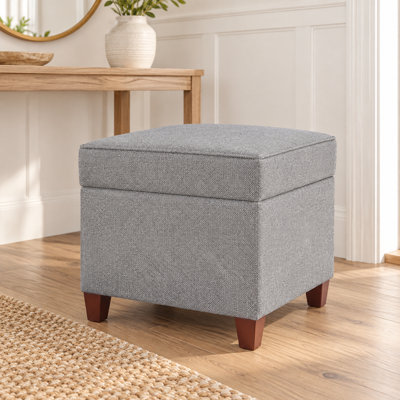 17.5" Square Polyester Upholstered Storage Ottoman