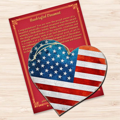 Patriotic Heart Wooden Ornaments By G. Debrekht