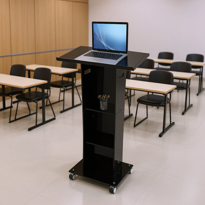 Acrylic Podium Stand With Wheels