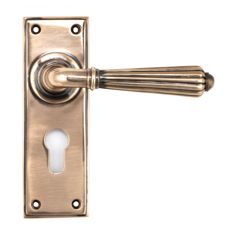 Hinton Lock Door Handle Kit, Polished Bronze