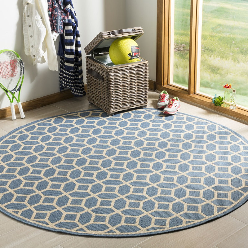 Cosper 100 Performance Geometric Indoor/Outdoor Area Rug, Round 6'7"