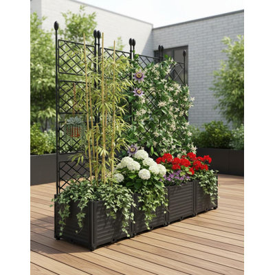 Boîte à fleurs surélevée avec treillis, moustiquaire pour balcon