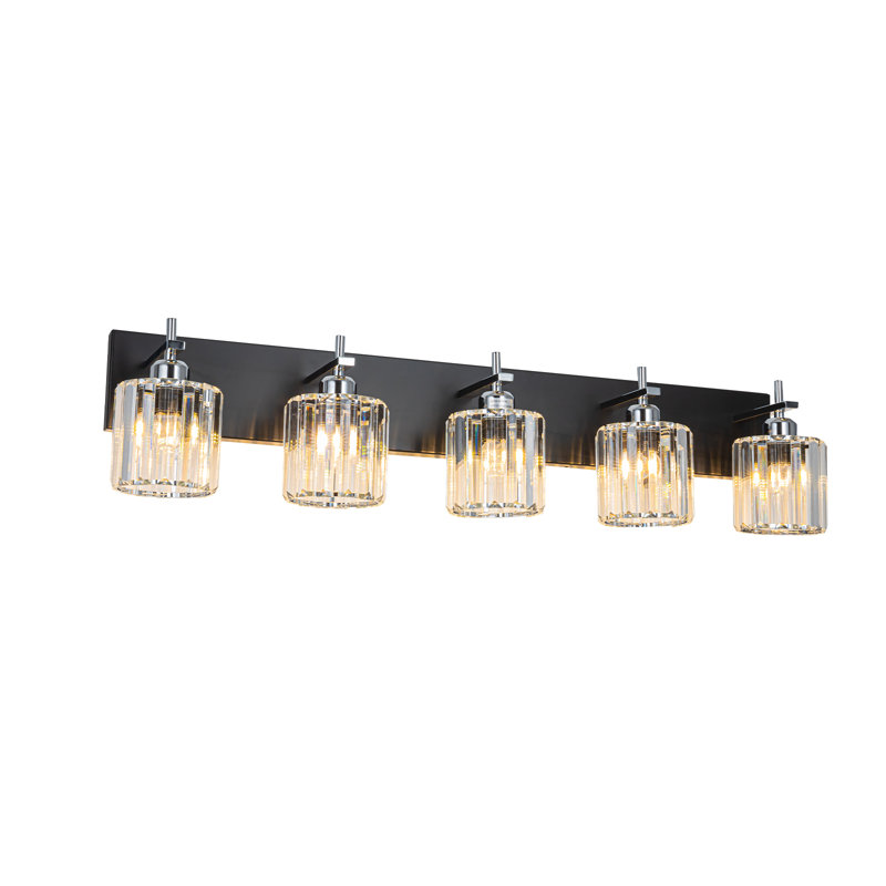 Éclairage pour meuble-lavabo à intensité variable Corless, 5, Noir mat / Chrome