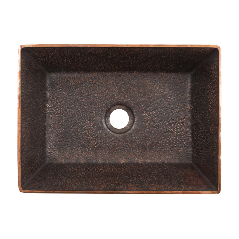 Premier Copper Products Terra Firma 11'' Copper Rectangular Bathroom Sink, Dark Brown