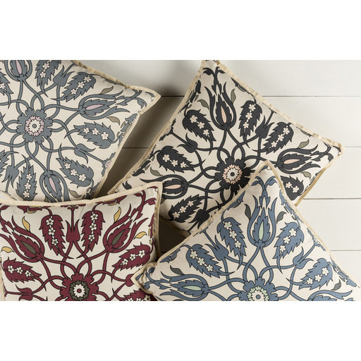 Chafin Floral Down Linen Throw Pillow, 22" H x 22" W, Gray\Pink, Down