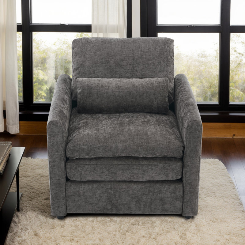 Canapé rembourré surdimensionné et confortable, Chenille grise foncée