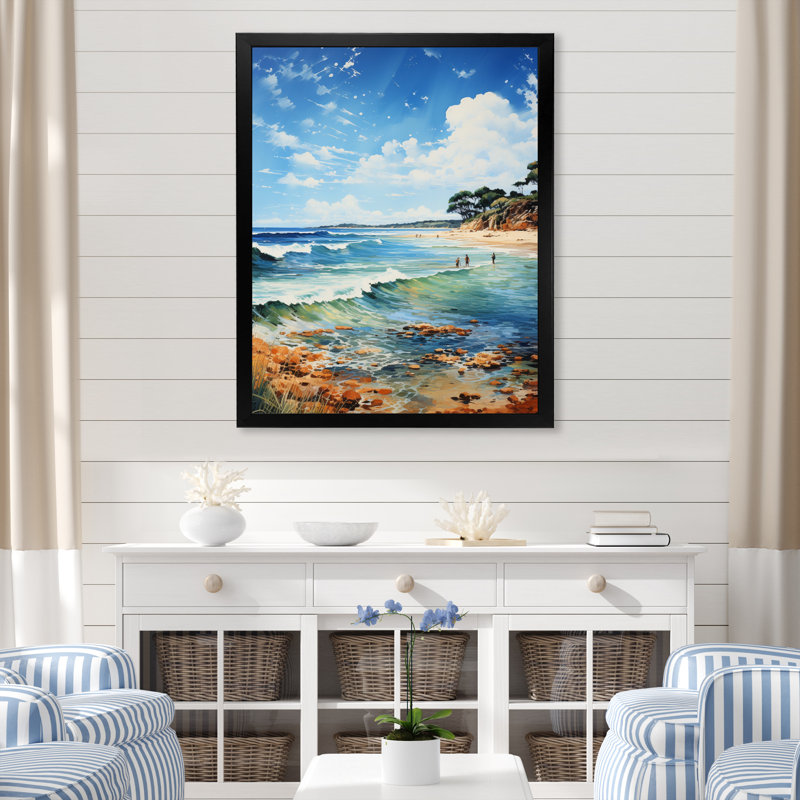 «Beach Photo Coastal Impressions VII», reproduction sur toile, H 20 po x l 12 po x P 1 po, Cadre d'angle fermé noir