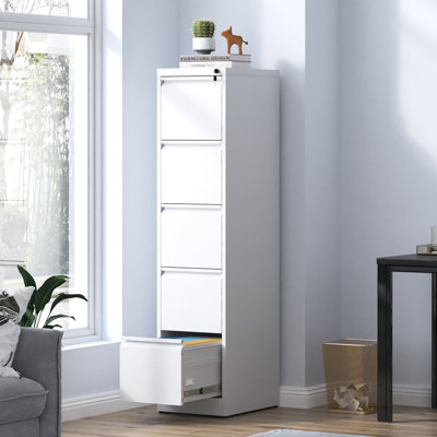 Office/Home 5 Drawer Metal File Cabinet, Steel Construction, Lock, Tilt, Full Extension Drawers For Productive And Organized Handling Management Cabinet With Smooth Organization