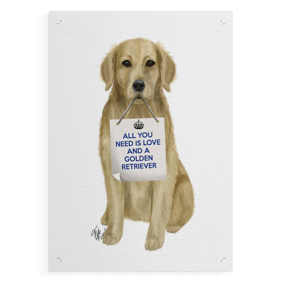 Love and Golden Retriever -Canvas Print Only - NOT FRAMED