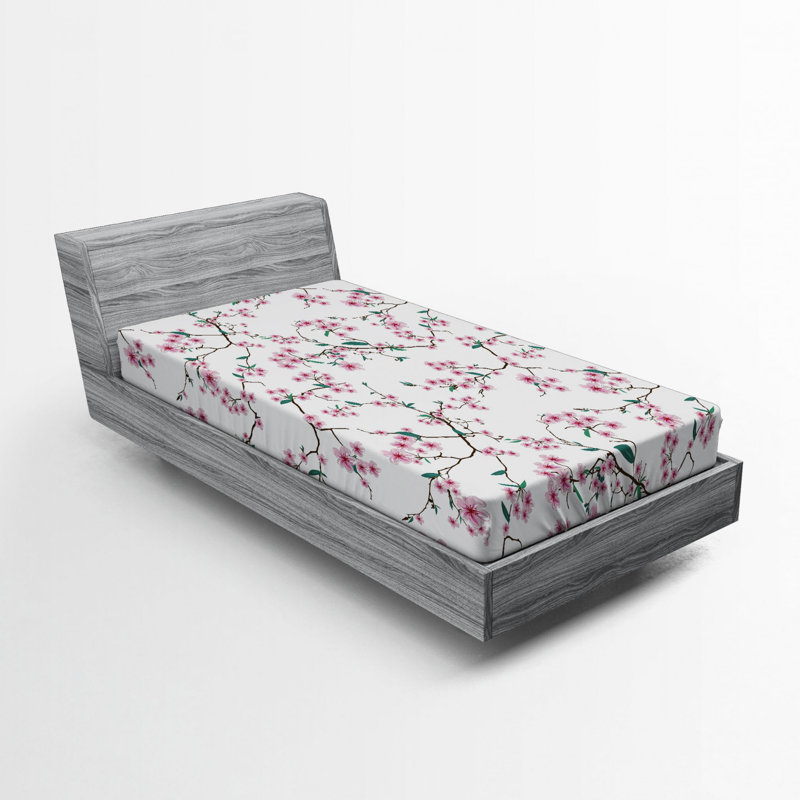 Microfiber Flower Fitted Sheet, Twin XL Fitted Sheet, Flower 3