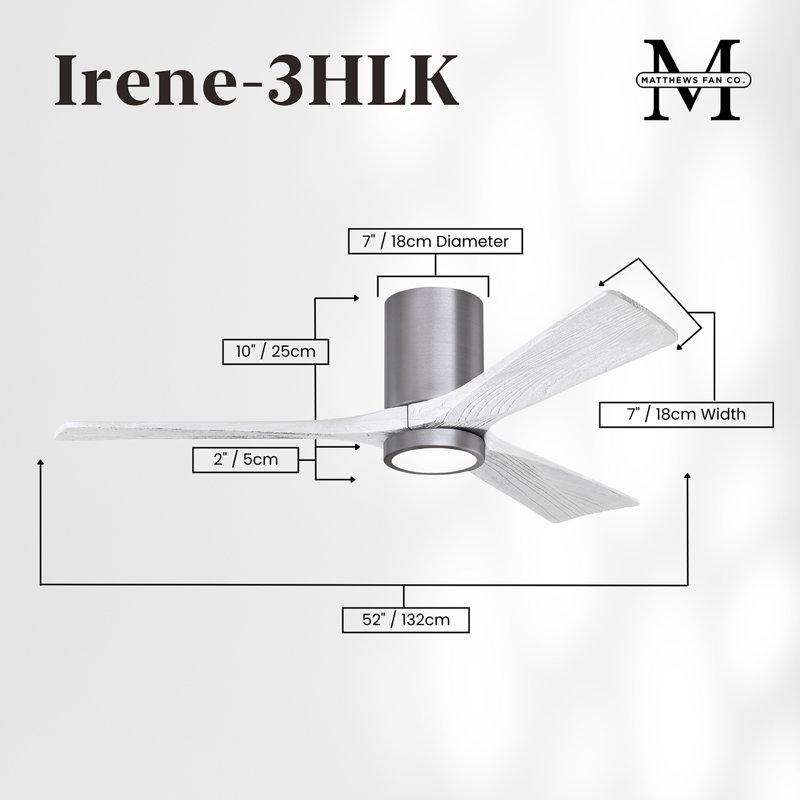 Irene LED Ceiling Fan, Matte White, Brushed Pewter, 52"