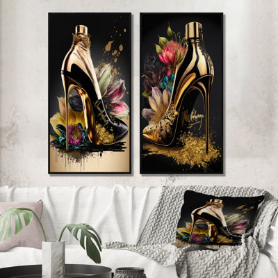 «Gold Champagne Heel III», 2 pièces sur toile
