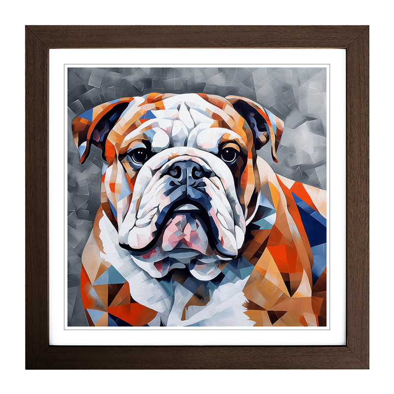 British Bulldog Cubism - Framed Print, Walnut
