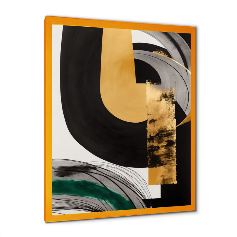 Modern Green Deco II - impression sur toile, Impression dorée sur toile encadrée, H 32 po x l 16 po x P 1 po