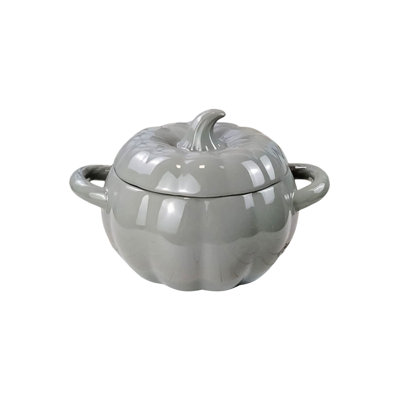 Halloween Decorations 1800ML Ceramic Soup Bowl with Lid Pumpkin Shape Soup Bowl for Home Use Large Double Ears Noodles Bowl