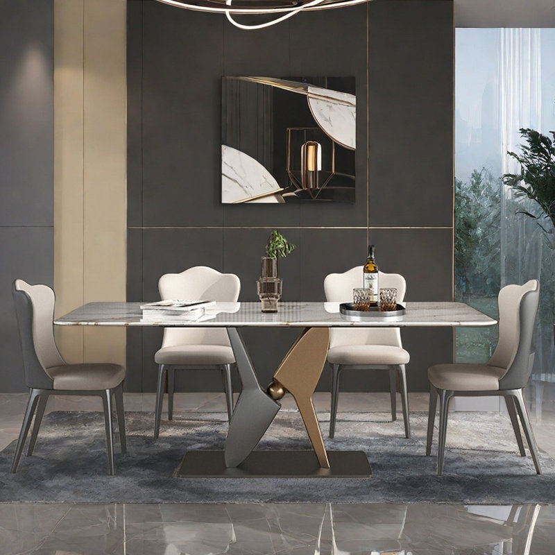 Italian style luxury rectangular dining table sets, 29.5"H x 55.1"L x 31.5"W