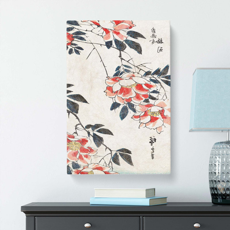 Roses by Utagawa Hiroshige - Wrapped Canvas Painting, 60cm H x 40cm W x 3cm D