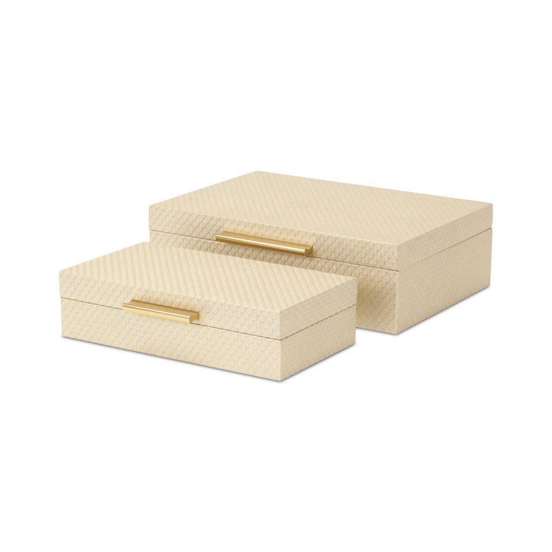 Mariline Elegant Fish Scale Pattern Rectangular Box Set, Gold