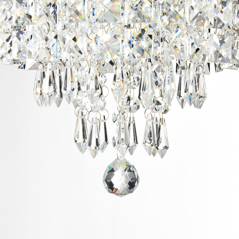 Cheyan  3-Light Crystal Chandelier Flush Mount Ceiling Light, Chrome