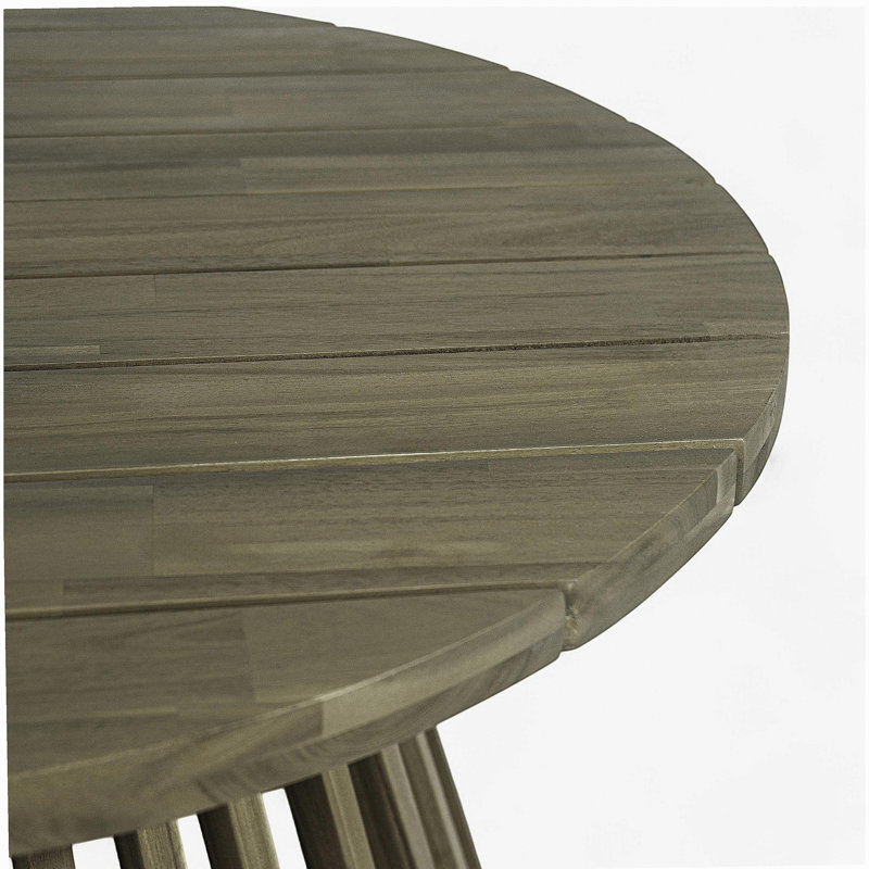 Table basse d'extérieur en bois d'acacia pour le patio, table basse ronde pour la cour arrière, pelouse, balcon, finition grise