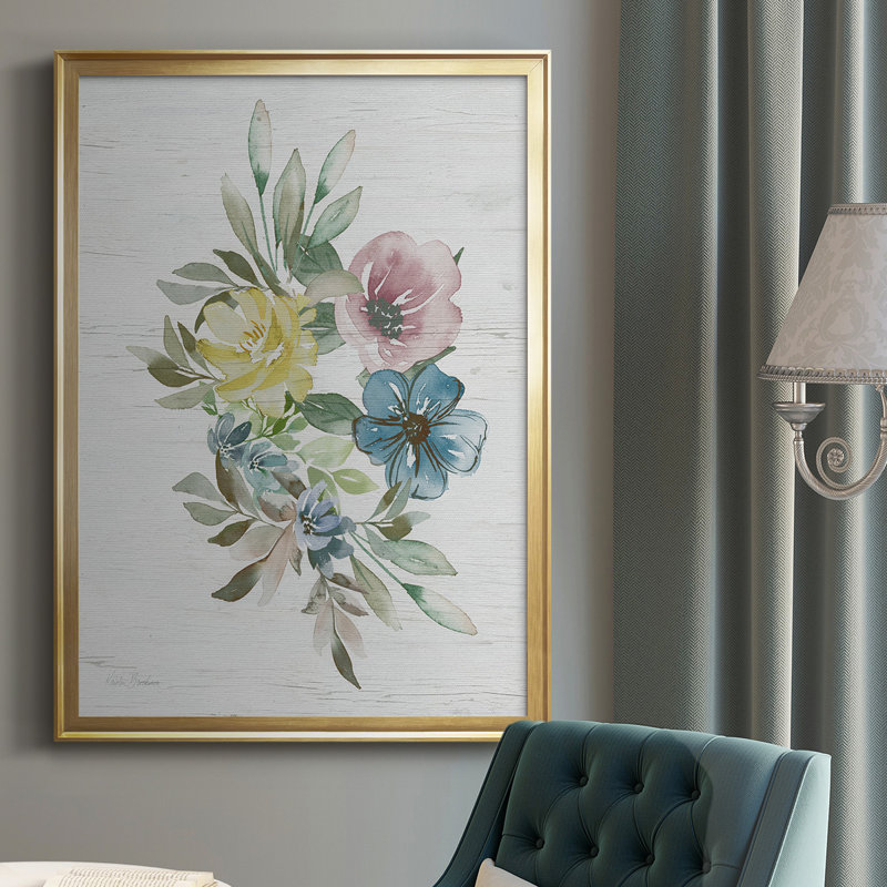 «Spring Meadow Arrangement I», reproduction encadrée de qualité supérieure - prête à être suspendue, Encadrement doré
