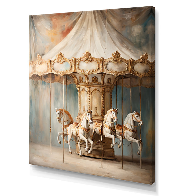 Carrousel beige Merry Go Round - carrousel, H 32 po x l 24 po x P 1 po, Toile tendue