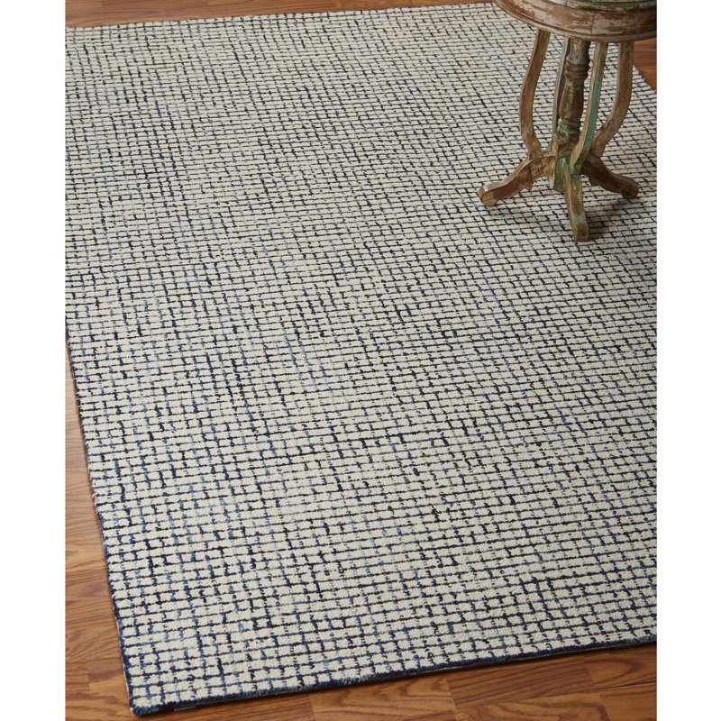 Mccurry Hand-Hooked Wool Area Rug, Rectangle 4' x 6', Ivory/Gray