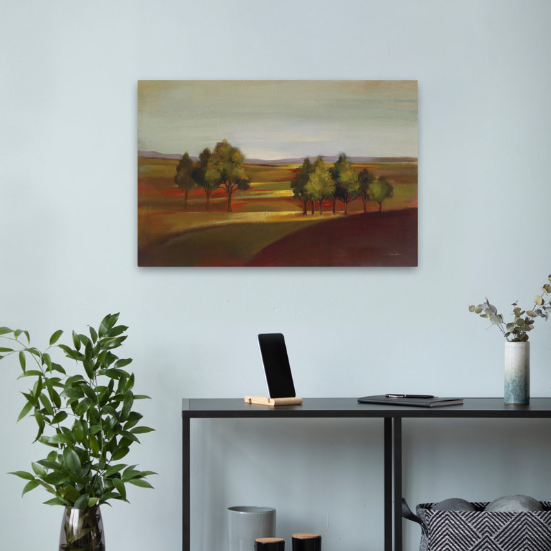 Paysage d'été - Terres brunes aux tons de terre - vert, H 24 po x l 16 po