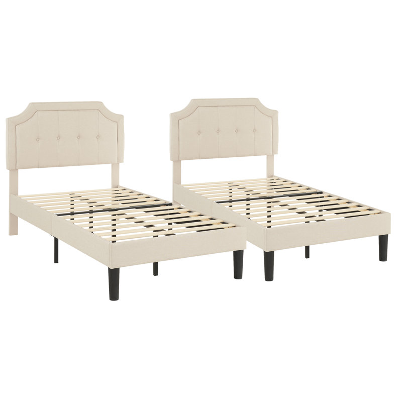 Saylah Upholstered Platform Bed, Tufted Adjustable Headboard, Noise-Free Support,  for Guest Rooms & Two Bed Room Setups