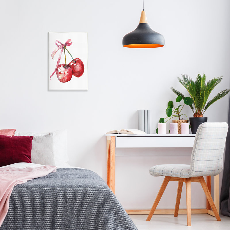 Plaque murale cerises attachées en ruban, design par LSR Design Studio, H 19 po x l 13 po