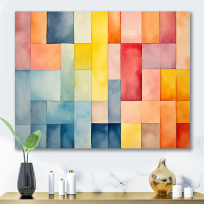 Mid-Century Pastel Color Cubes II - géométrique, art mural