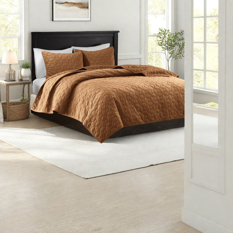 Luxurious Velvet Bedding Sets, Rust Cotton, Anti-microbial Comfort For Home