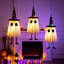 Ensemble de 3 fantômes lumineux suspendus de 23,6 po avec un chapeau de sorcière, décorations d'Halloween fantômes, décorations d'Halloween à suspendre pour la véranda
