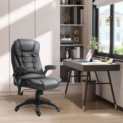 HOMCOM 6-Point Massage Office Chair Heated Seat High Back PU Leather