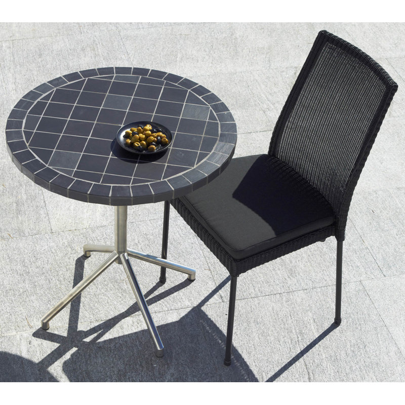 Outdoor Dining Side Chair, Black, Black Sunbrella®, Black