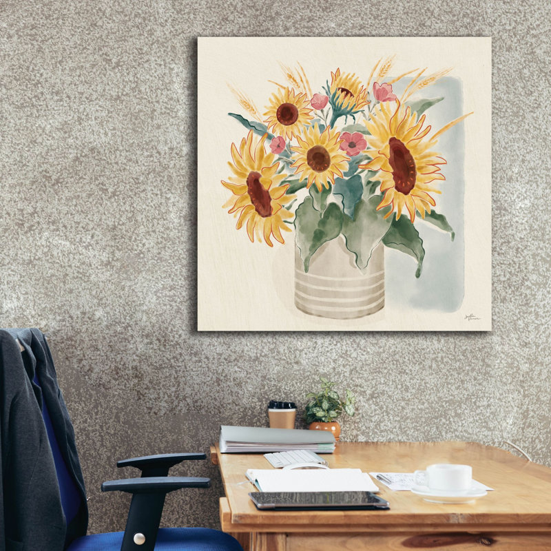 «Sunflower Season 5 Bright» par Janelle Penner, art mural sur toile, H 37 po x l 37 po x P 1,5 po