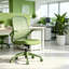 Chaise de travail ergonomique en filet avec accoudoirs rabattables et support lombaire pour petits espaces-1161967629