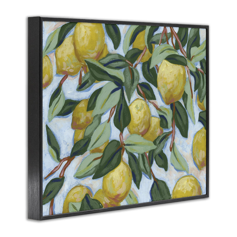 Giclée à motif d'agrumes d'été, design par June Erica Vess, H 16 po x l 20 po, Giclée encadrée noir minuit