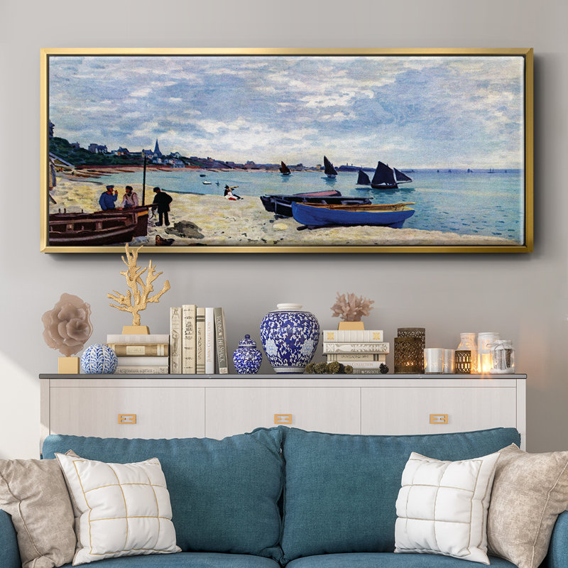 «The Beach at Sainte Adresse # 2» par Monet - Toile encadrée