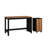 SOLID WOOD DESK & ROLL CART SET BLACK & NATURAL HONEY